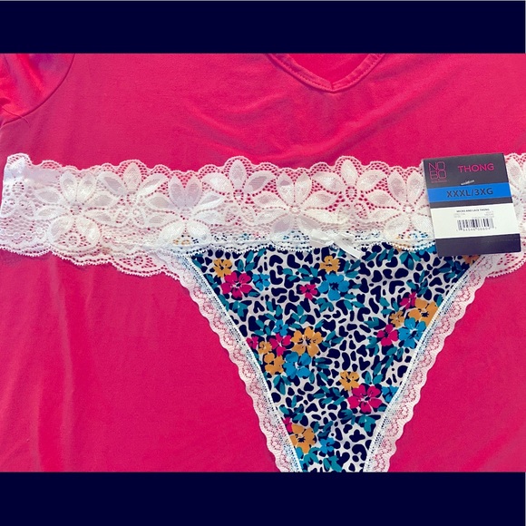 NWT floral lace thong panties size XXXL pink/blue - Picture 2 of 6